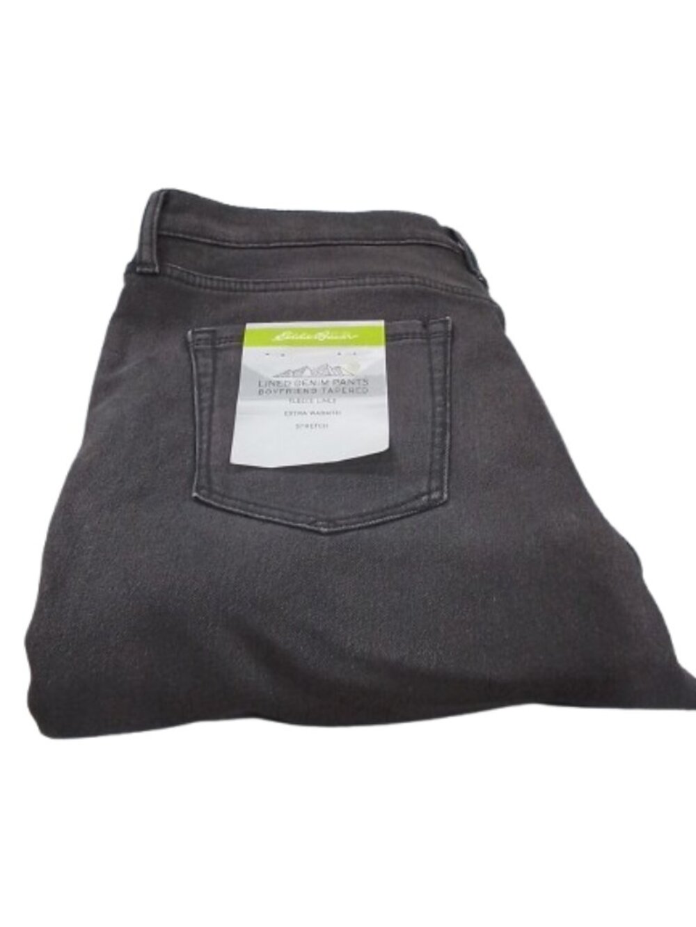 Women's Eddie Bauer Fleece Lined Boyfriend Fit Tapered Leg Denim Pants - 8 - NWT